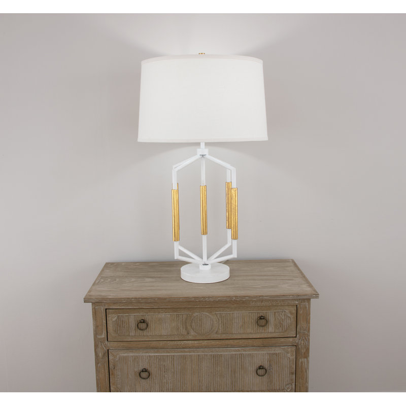 Mura Table Lamp, Antiqued White/Gold Leaf