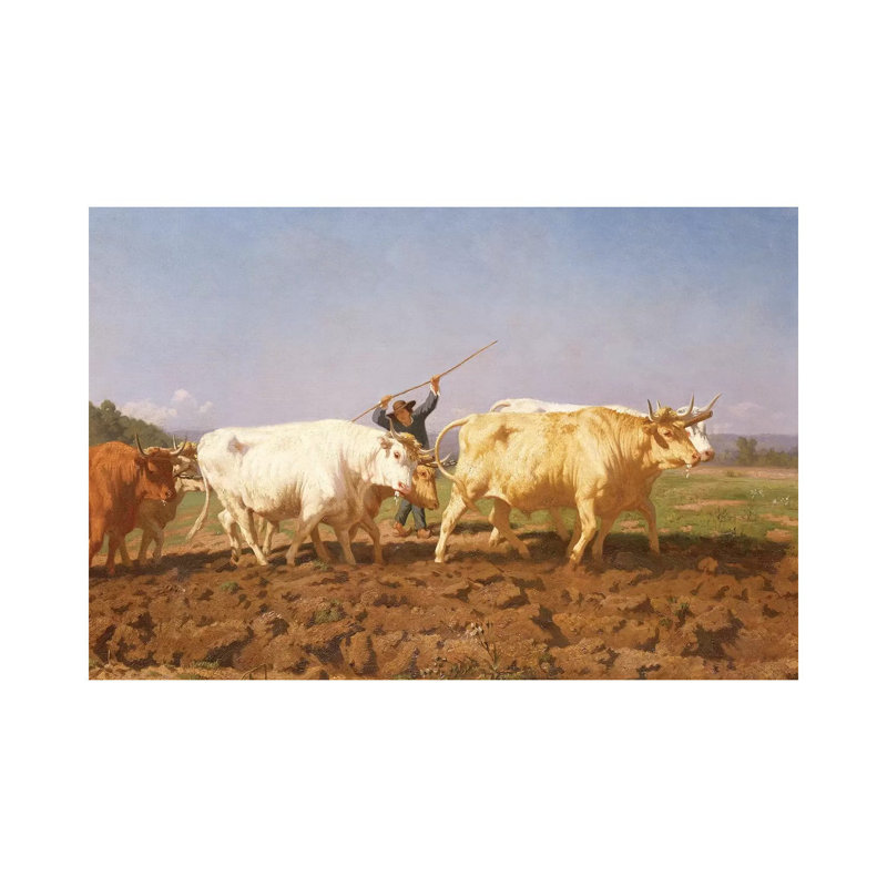 Detail Of Right Half, Ploughing In The Nivernais, 1850 by Rosa Bonheur - Wrapped Canvas Painting