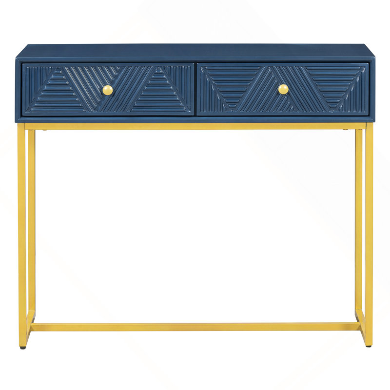Console Table Two Drawers, Navy