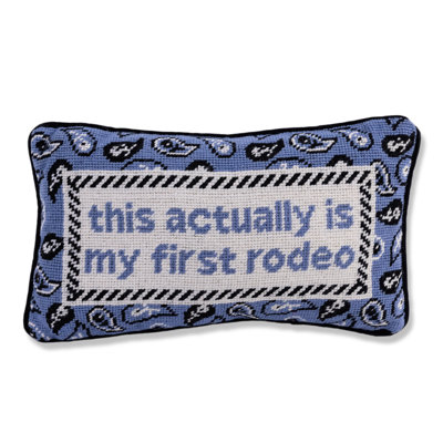 Embroidered Cotton Lumbar Throw Pillow