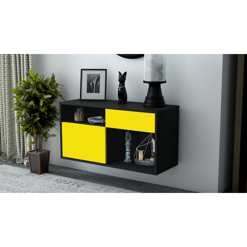 Fountaine Unfinished Floating TV Stand, Yellow