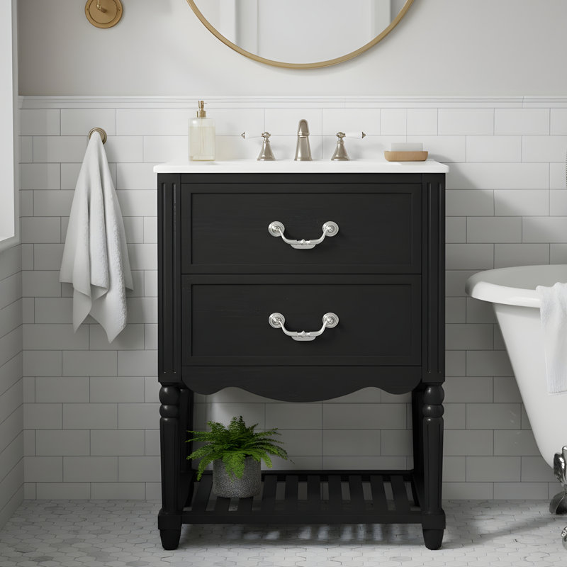Meuble-lavabo rétro, Noir
