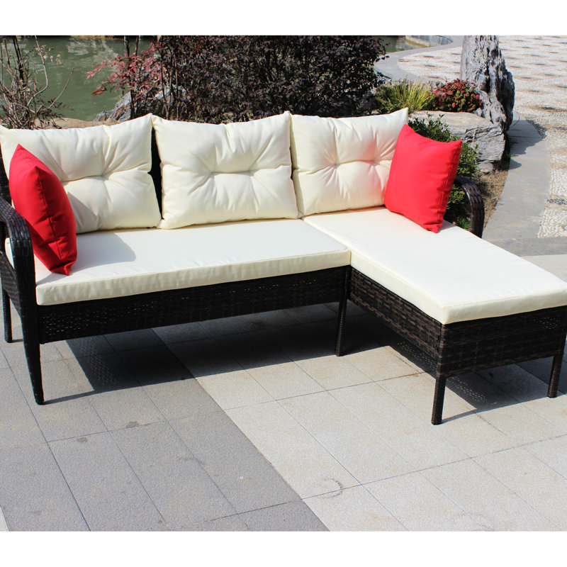 2 conversation de patio: modulaire avec de magnifiques coussins d'extérieur beiges 2 pièces