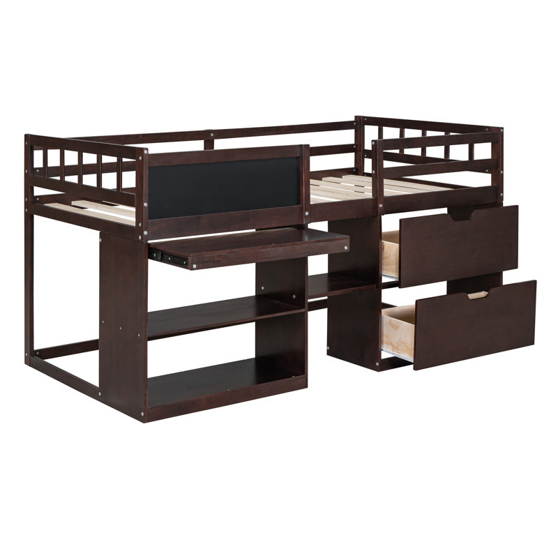 Lit mezzanine polyvalent avec plusieurs composants fonctionnels pour optimiser l'espace, Espresso