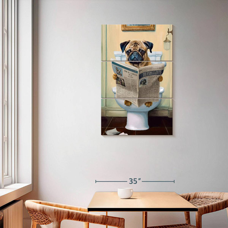 Ketti Pug On A Toilet, 57" H x 36" W