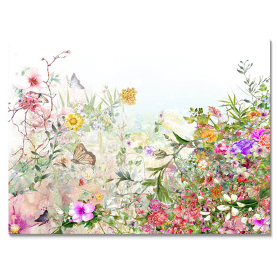 «Modern Red and Green Summer Garden II», reproduction sur toile flottante