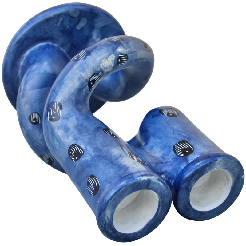 Handcrafted Blue West-African Soapstone Candleholders