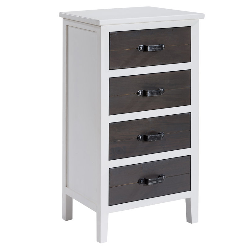 Commode décorative 4 tiroirs Charan, Blanc