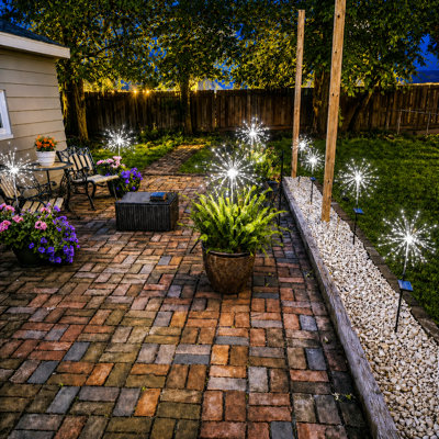 8 Modes Solar Firework Lights Outdoor Waterproof 120 LED Garden Landscape Light for 4th of July Decorations