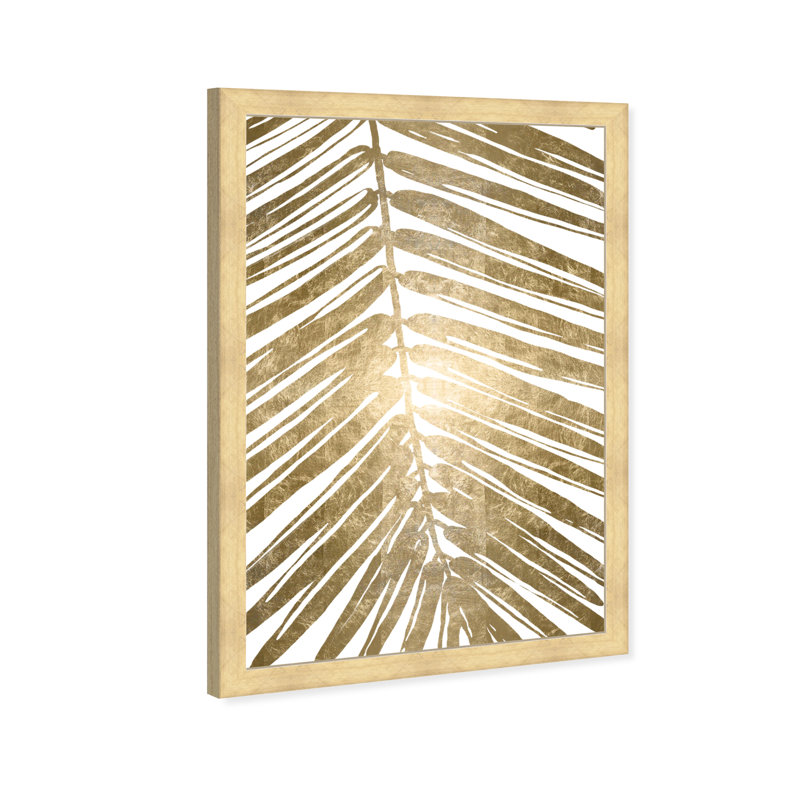 «Gold Tropical Leaves IV Gold Metallic», impression, Cadre doré, H 15 po x l 10 po x P 1,5 po
