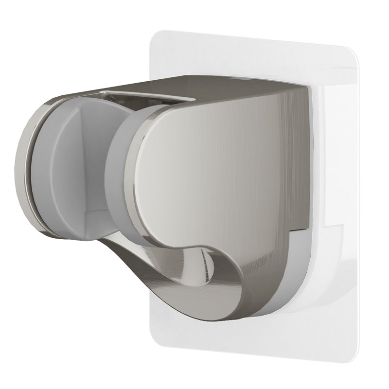 Brushed Nickel Universal Self-Adhesive Adjustable Shower Bracket, Brushed Nickel