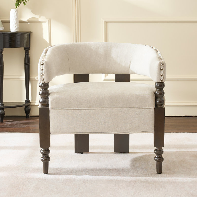 Barrel Upholstered Armchair, Beige