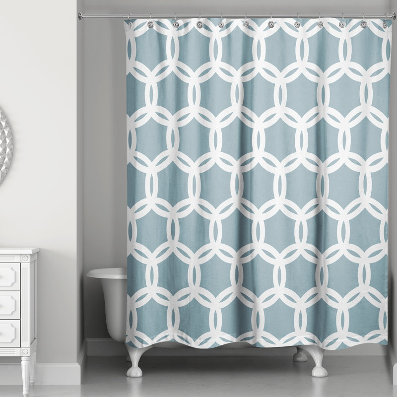 Geometric Shower Curtain, Aqua/White