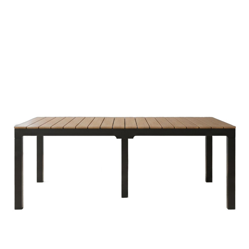 Table de jardin robuste en plastique brun et noir de 180 cm (71 po) avec trou pour parasol