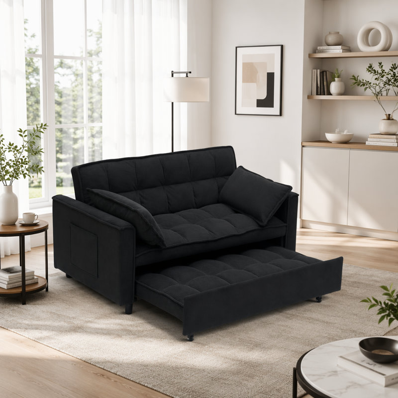 54.3'' Corduroy Sofa, Black