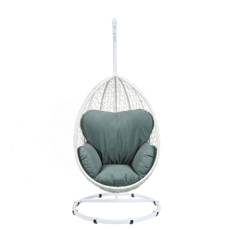 Chaise suspendue en tissu et osier Simona, Vert/blanc