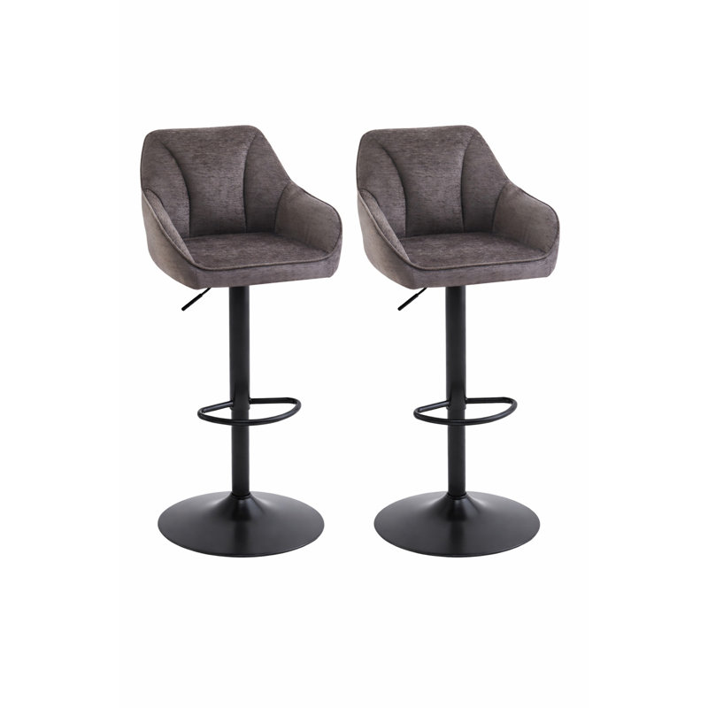 Swivel Upholstered Adjustable Height Counter Stool with Metal Frame, Brown