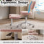 Chaise de bureau réglable à pieds croisés avec roulettes - Chaise de méditation et d'appoint avec support lombaire-1495640141