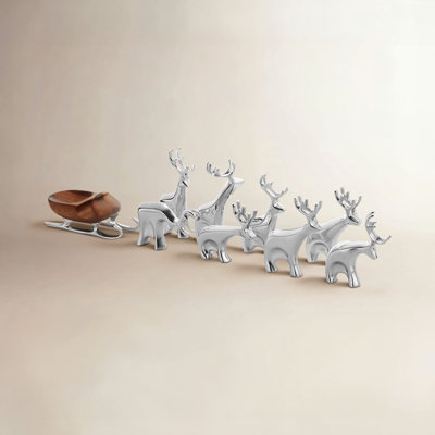 Nambé Holiday Gifts 9-Piece Mini Reindeer Set