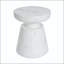 Table d'appoint d'extérieur en travertin Ponti - blanc avec base piédestal et plateau demi-sphère