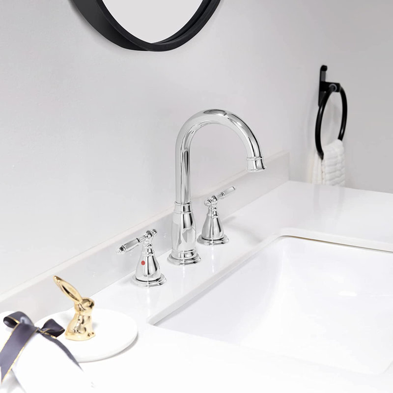Widespread 2-handle Bathroom Faucet with Drain Assembly, Chrome
