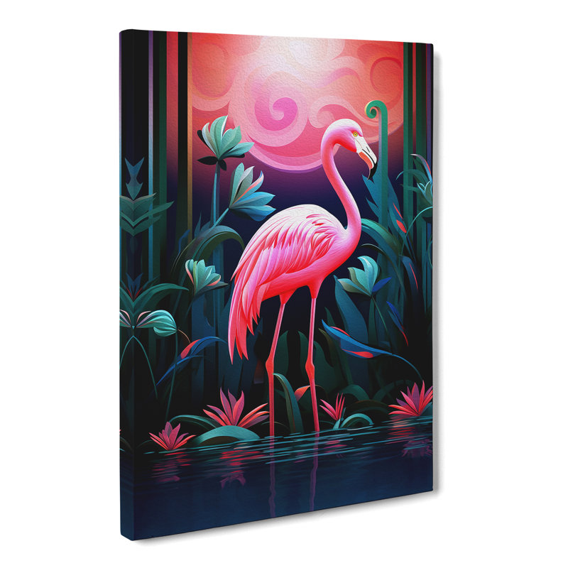 Flamingo Deco No.2 - Wrapped Canvas, 60cm H x 40cm W x 3cm D