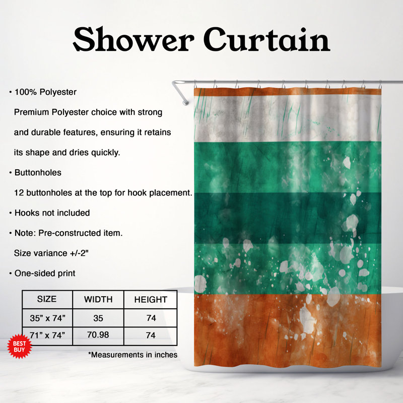 Rideau de douche Patriotic Irish - Premium, L 71 po x L 74 po