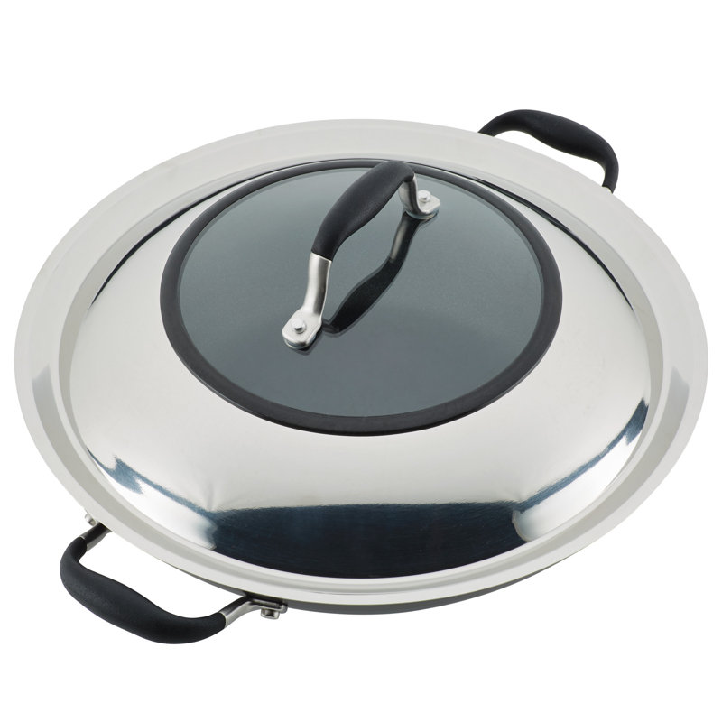 Anolon Advanced Home Hard Anodized Nonstick Wok with Side Handles and Lid, 14 Inch, Black