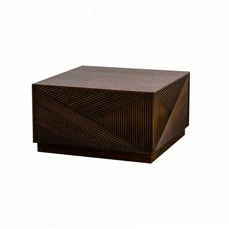 Table basse carrée avec combinaison de couleurs modernes, Noyer, H 15,35 po x l 27,56 po x P 27,56 po