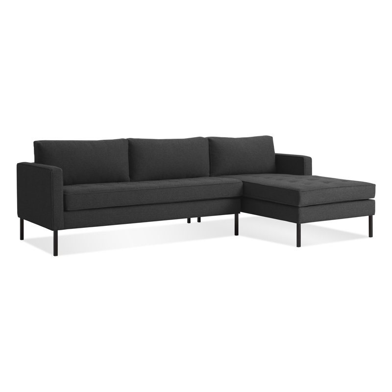 Paramount Chaise Sectional, Black, Sanford Oatmeal Basketweave, Right Hand Facing