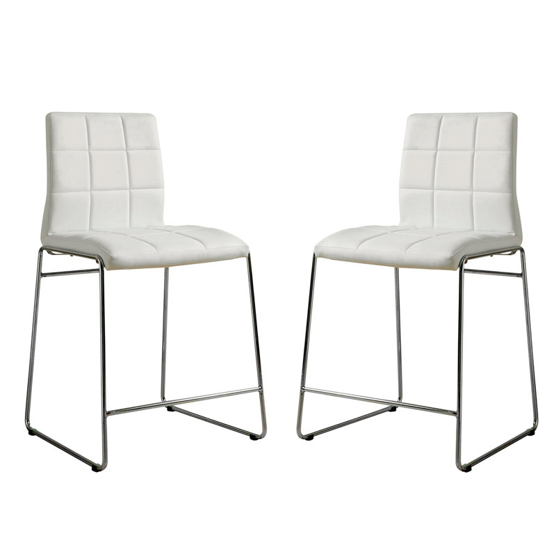 2 chaises de comptoir rembourrées blanches avec pieds - 2 indispensables pour la salle à manger