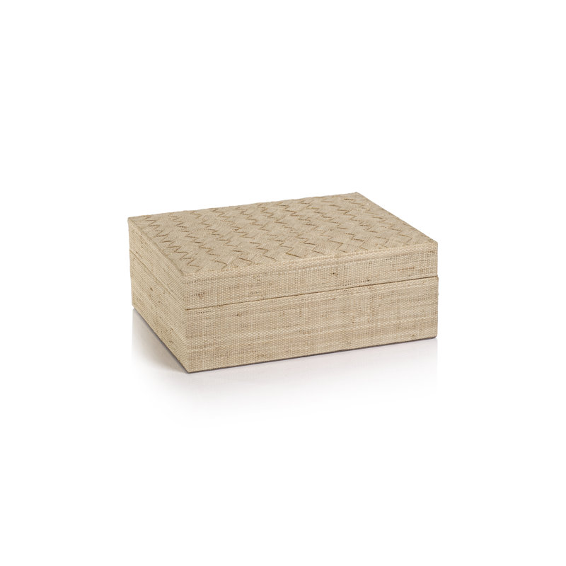 Trakelia Raffia Decorative Box, 4.5" H x 12.5" W x 10" D