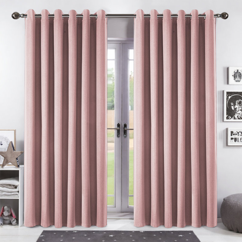 Aspire Homeware Linen 100% Blackout Curtain Pair for Maximum Privacy and Light Control, Blush, 168cm Width x 228cm Drop