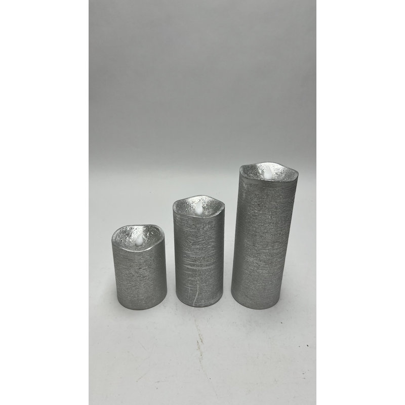 Unscented Flameless Pillar Candle, Brushed Golden