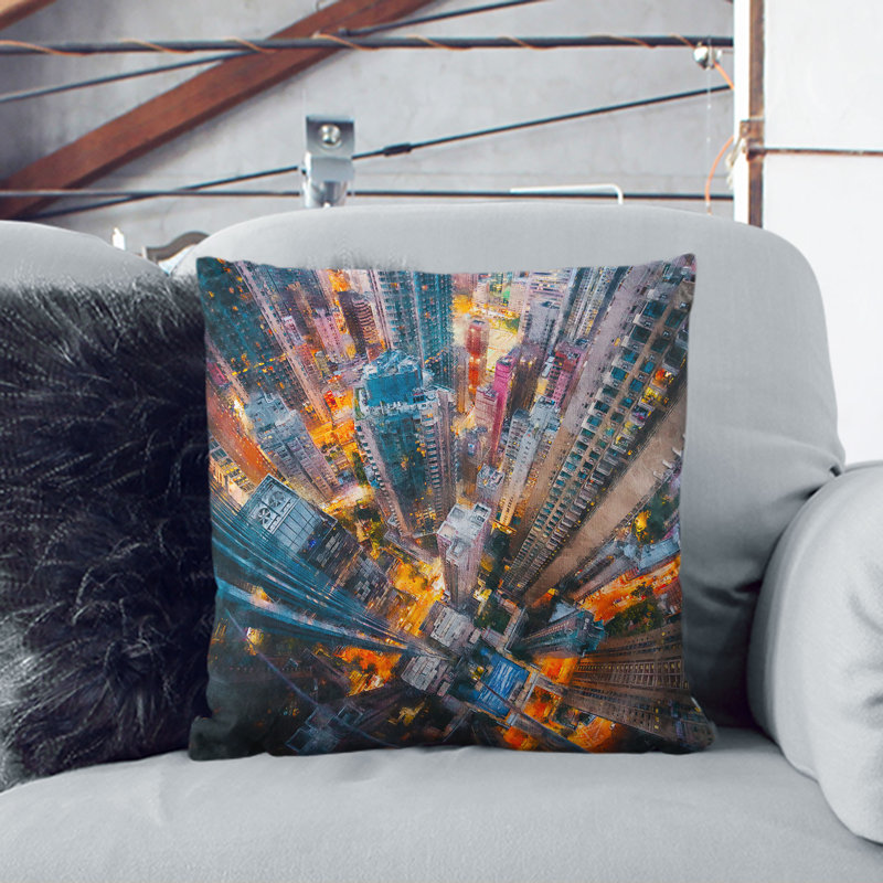 Looking Down on Hong Kong Painting Cushion with Filling, 55cm H x 55cm W x 20cm D