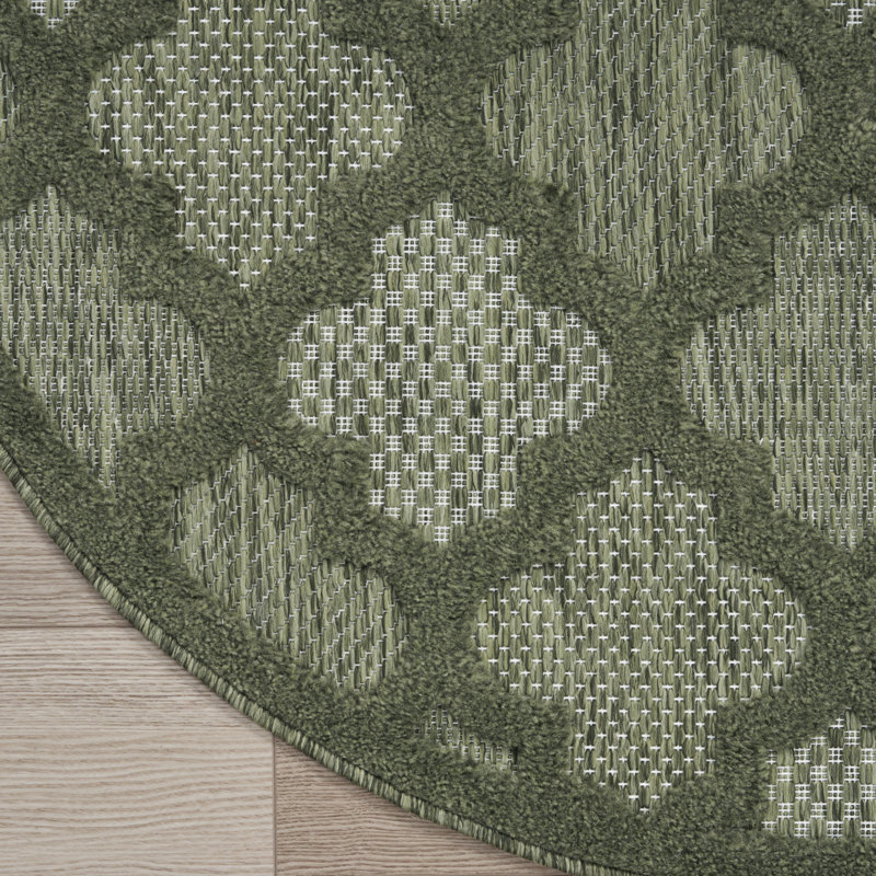 Miyari Geometric Indoor / Outdoor Rug, Round 6'
