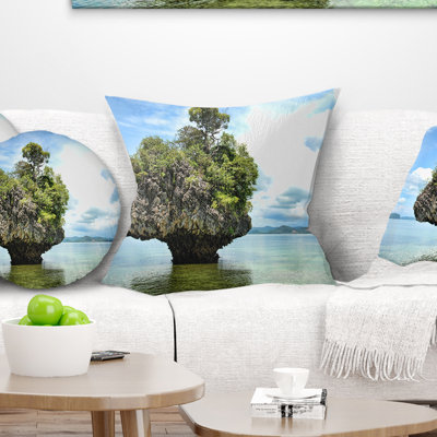 Landscape Photography Tree Island in Summer Lumbar Pillow