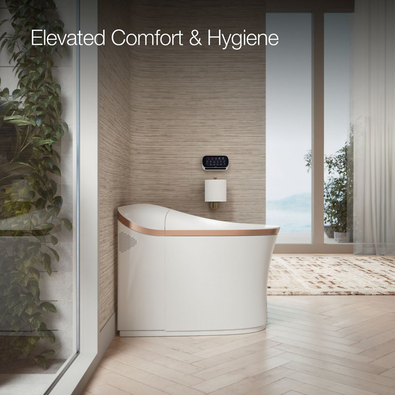 Eir™ Comfort Height™ Elongated Toilet, White/Rose Gold Trim