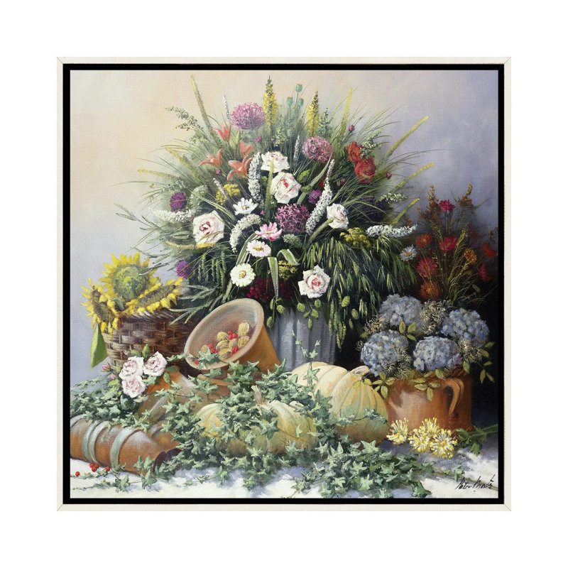 Citrouilles - reproduction d'art murale - toile encadrée, H 18 po x l 18 po, Impression encadrée sans passe-partout
