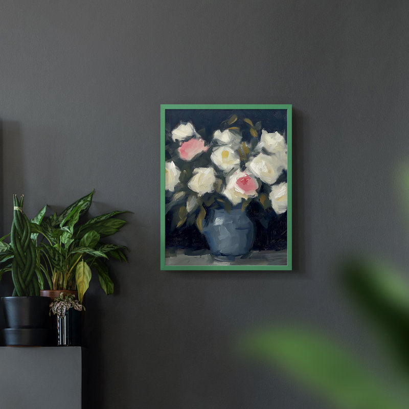 Série FLORAL DCxxi - reproduction encadrée de qualité supérieure - prête à être accrochée - aucun clou requis, Vert