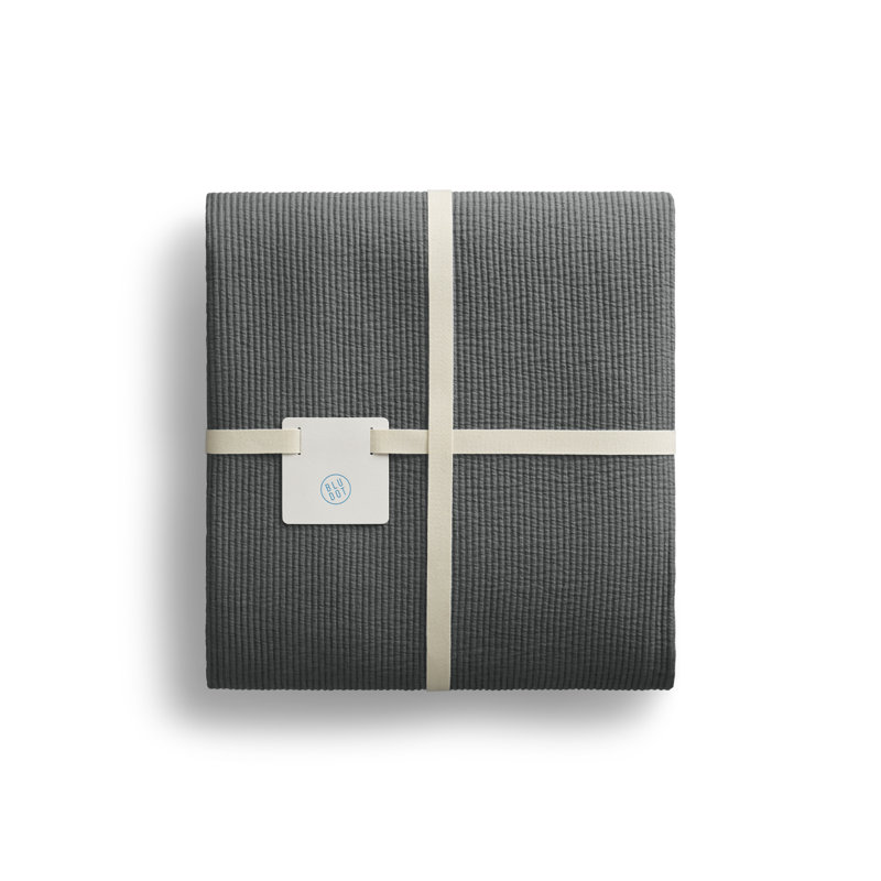 Ripple Coverlet Set, Queen Bedspread + 2 Queen Shams, Charcoal