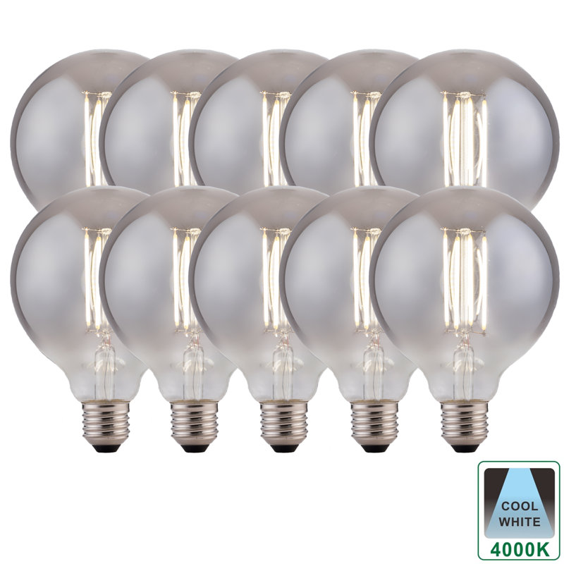 8W E27 G125 Smoked LED Light Bulb 4000K (Set Of 10)