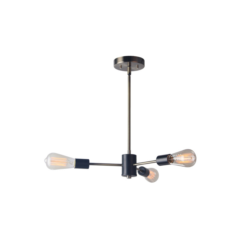 Clopton 3 - Light Sputnik Sphere Chandelier, Satin Nickel/Bronze, ST64