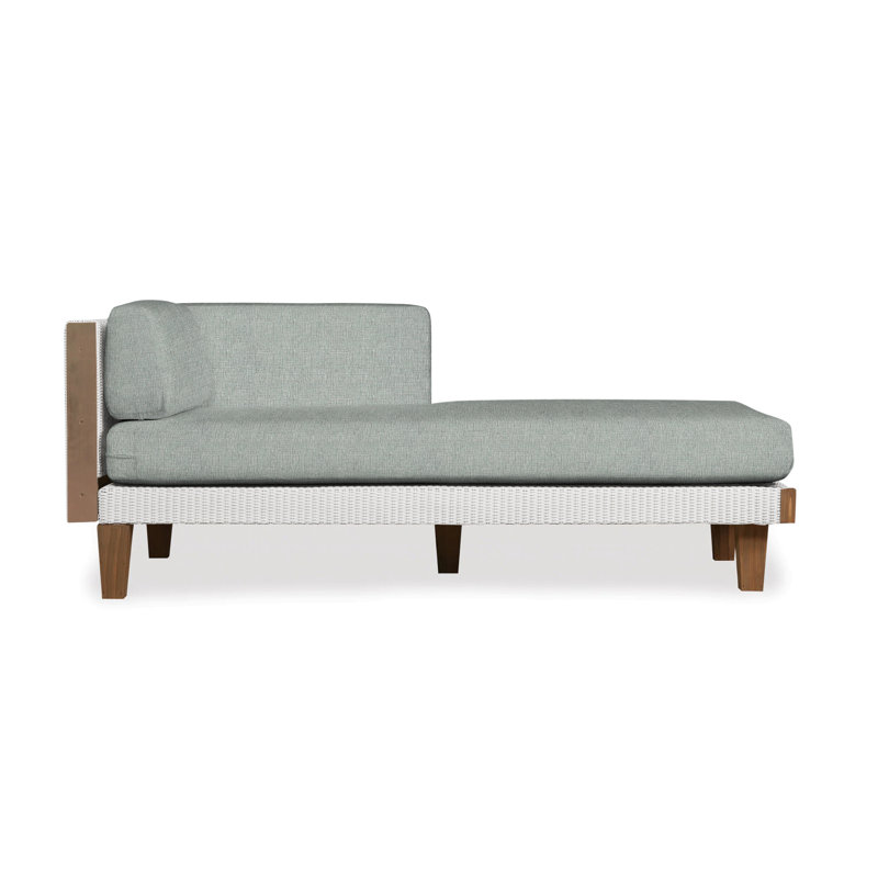 Catalina Outdoor Teak Chaise Lounge, Loveboat Mint, White