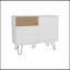 Console Tori de 39 po de largeur avec deux armoires, un tiroir et quatre tablettes, blanc - chêne naturel