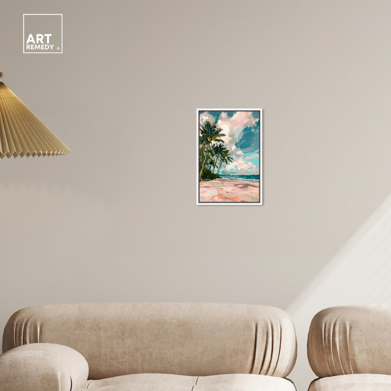 Art Remedy, paumes sous le soleil, cadre côtier coloré 57714, Cadre blanc, H 16 po x l 11 po