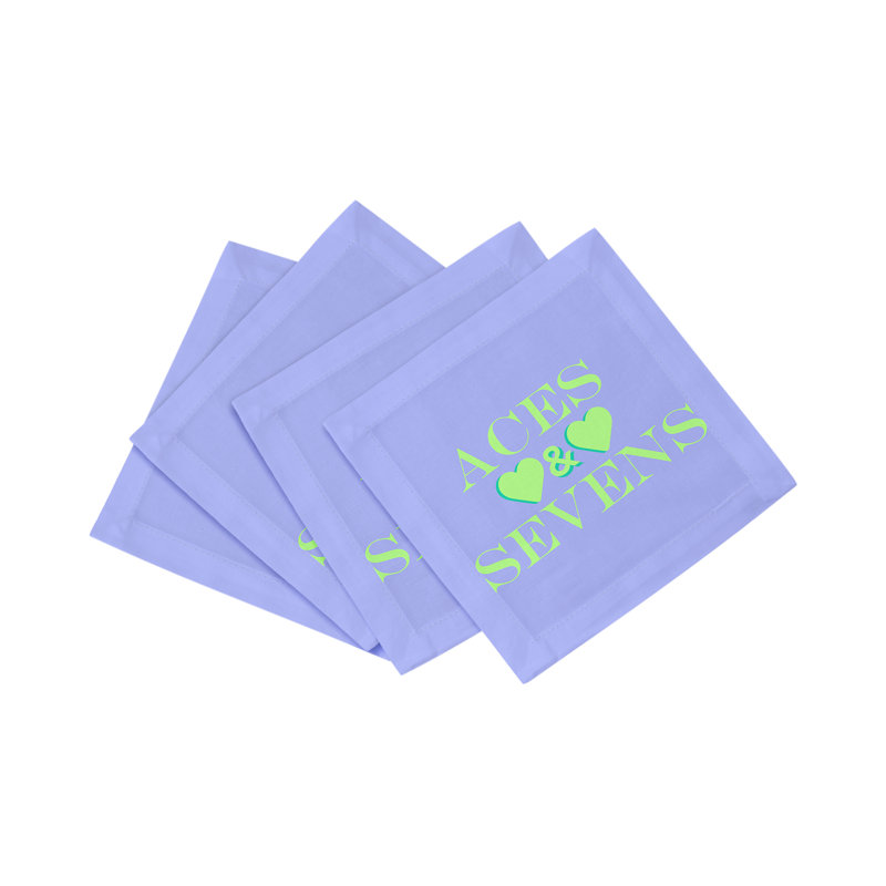 Serviettes de table en satin de coton Aces And Sevens Canasta, Hortensia lime