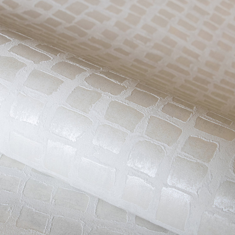Urban Classics Collection Manhattan Metallic Loft Tiles Wallpaper Roll, White
