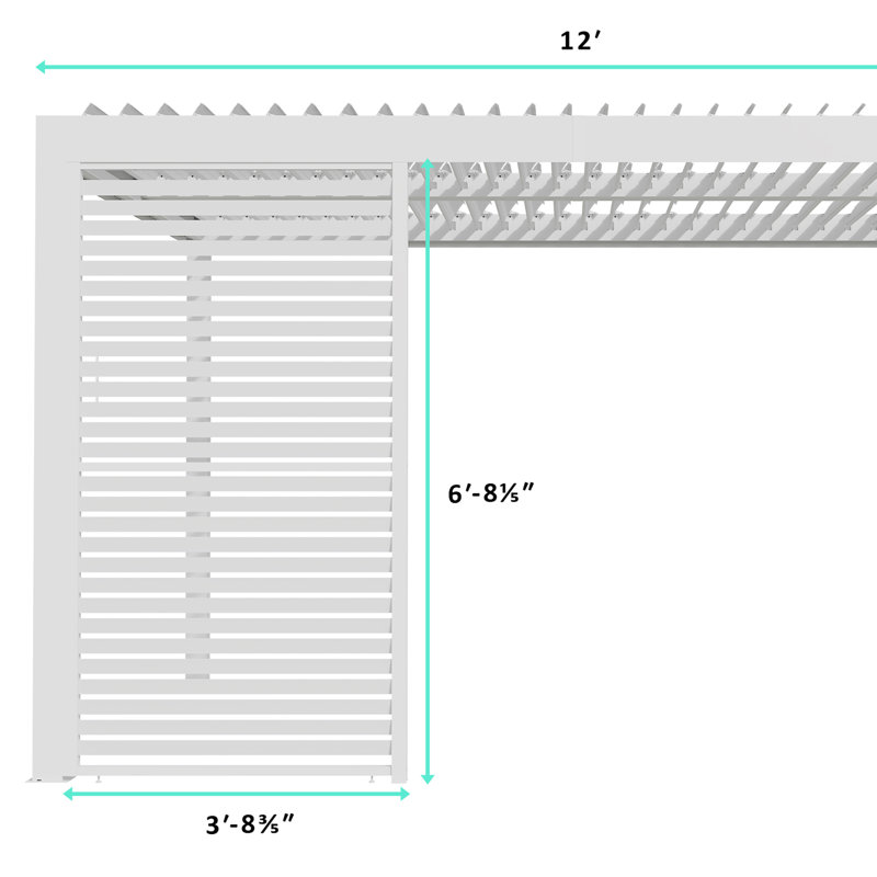 Aurora 12 pi. Panneau mural d'intimité universel pour pergola à persiennes, accessoires en acier galvanisé, écrans de pergola modulaires à installation facile