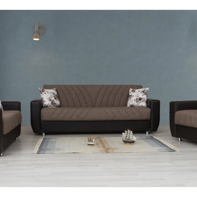 Mukadder 65" Leather Match convertible sleeper Loveseat